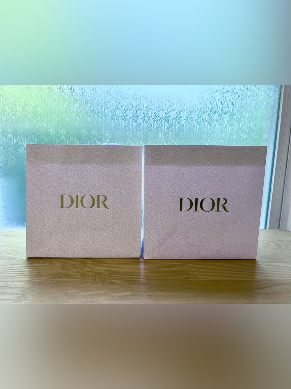 New DIOR White and Gold Logo Gift Bags - Set of Two